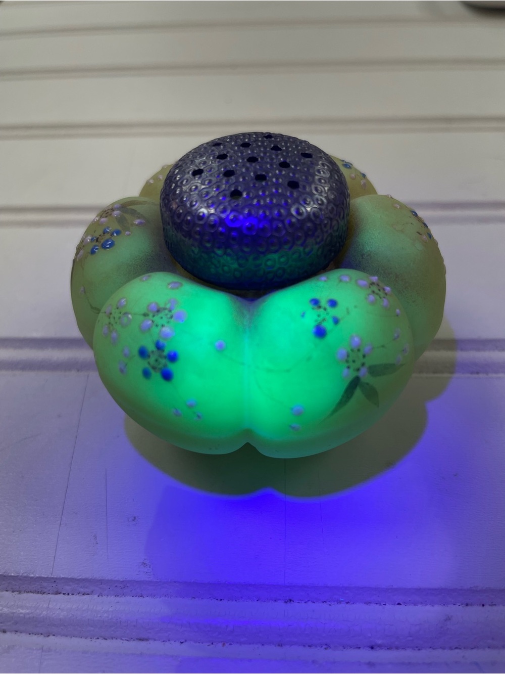 Antique Custard Uranium Glass Hand-Painted Salt Shaker